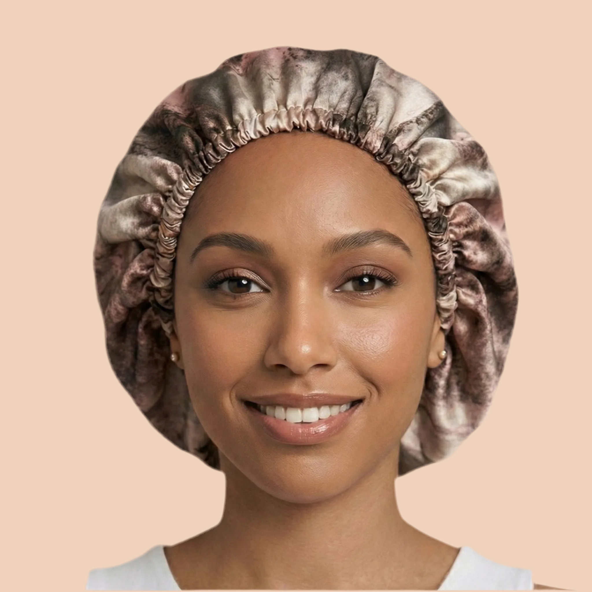 Dusky Rose Abstract Print Reversible Silk Hair Bonnet