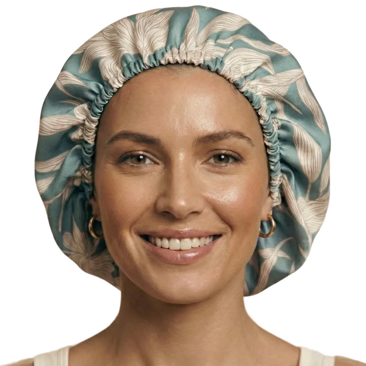 Azure Breeze Floral Reversible Silk Hair Bonnet