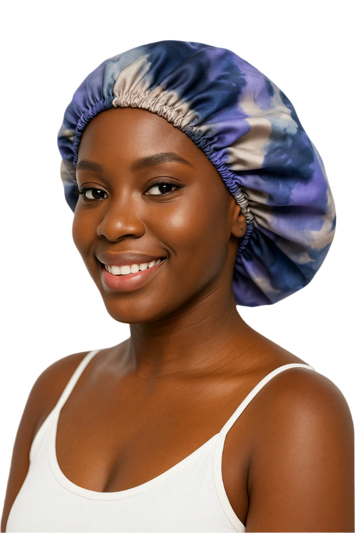 Royal Orchid Reversible Tie Dye Silk Hair Bonnet