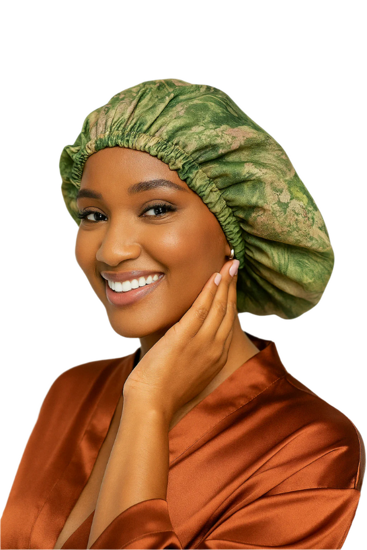 Bronzed Ivy Floral Reversible Silk Hair Bonnet
