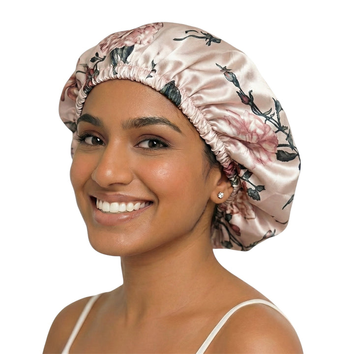 Rosé Whisper Floral Reversible Silk Hair Bonnet
