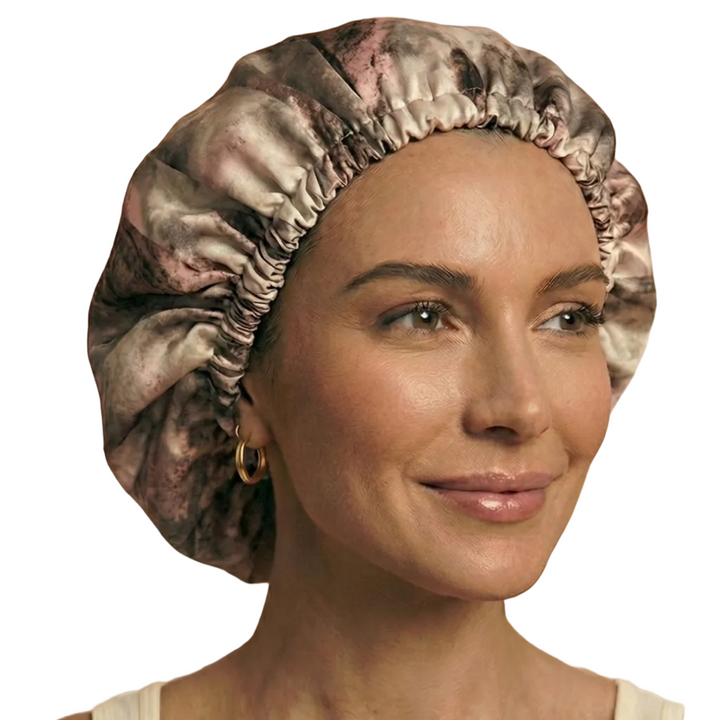 Dusky Rose Abstract Print Reversible Silk Hair Bonnet