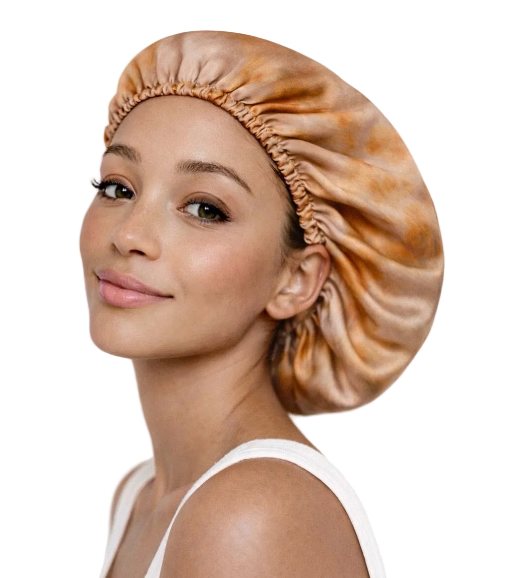 Latte Swirl Abstract Print Reversible Silk Hair Bonnet