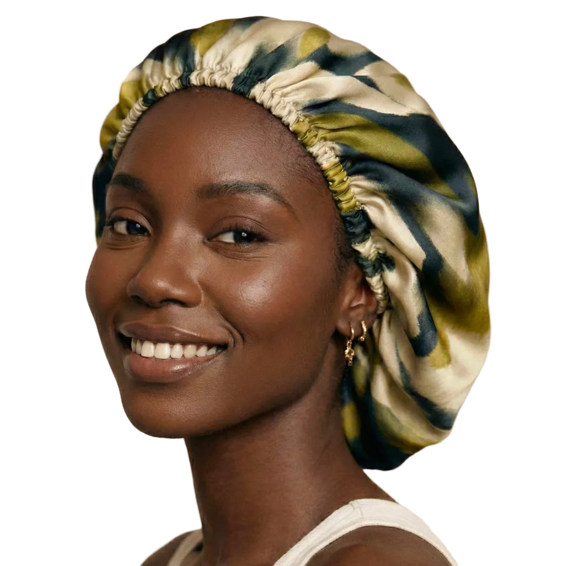 Lemon whisper Abstract Print Reversible Silk Hair Bonnet
