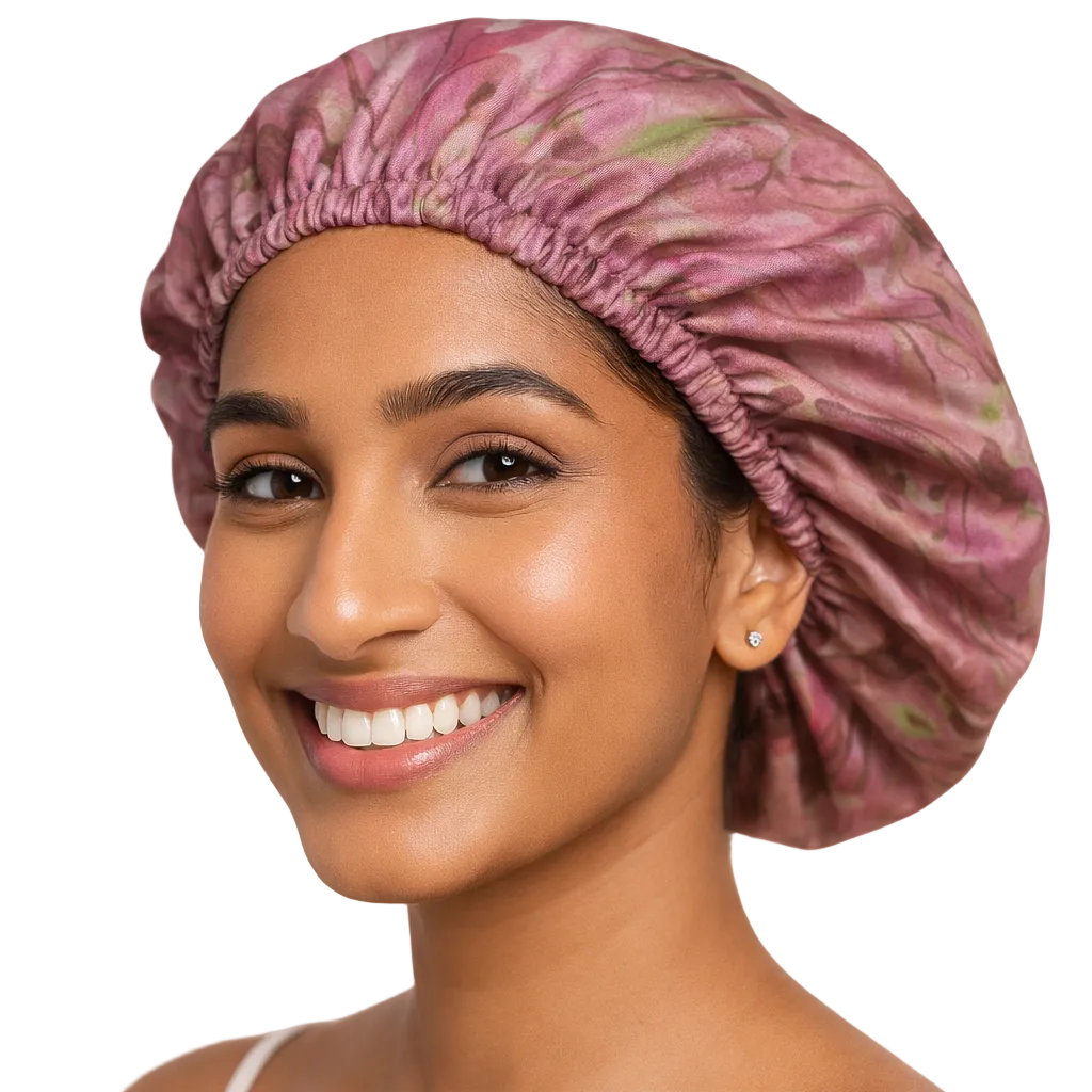 Berry Grove Abstract Print Reversible Silk Hair Bonnet