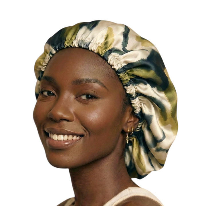 Lemon whisper Abstract Print Reversible Silk Hair Bonnet