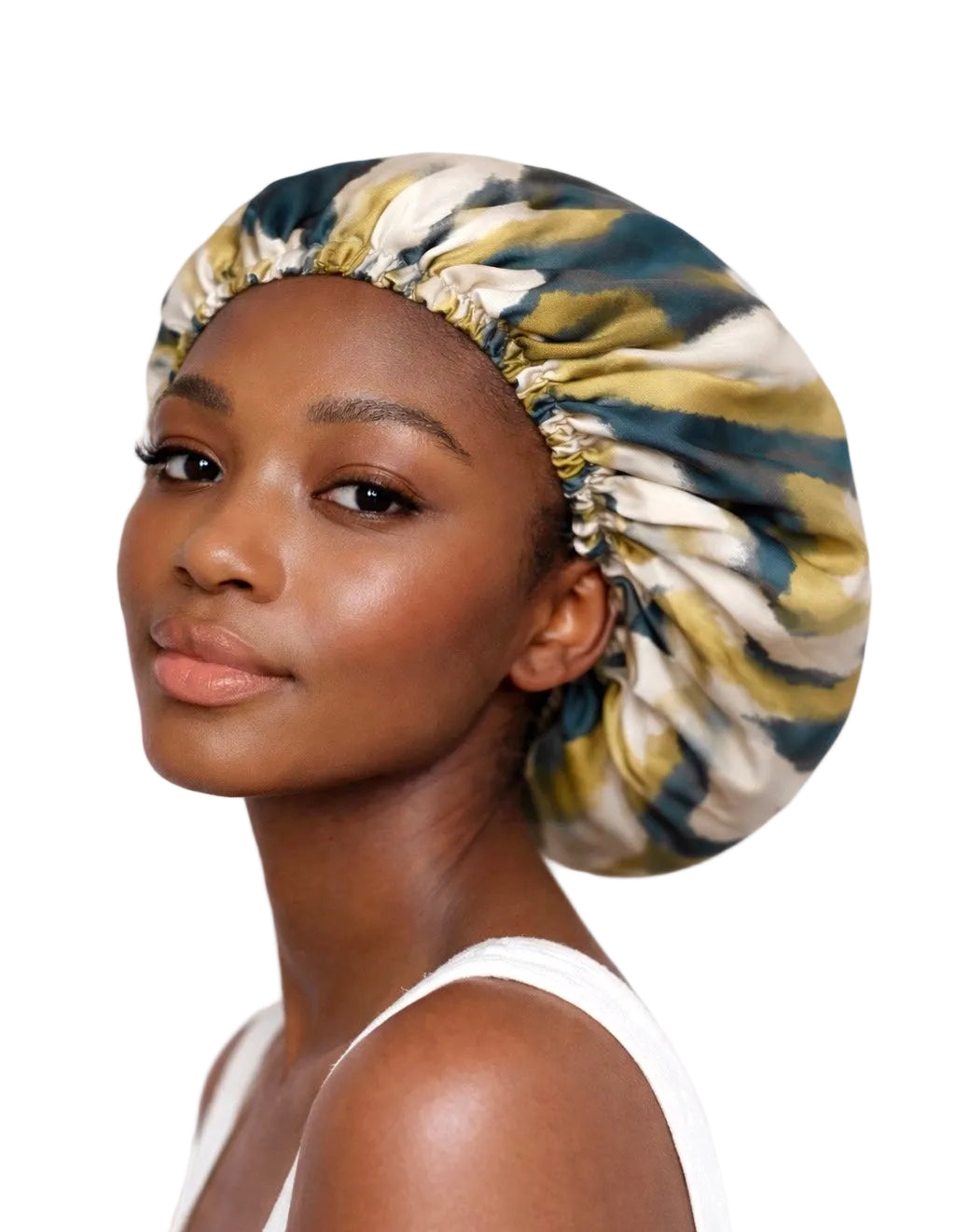 Lemon whisper Abstract Print Reversible Silk Hair Bonnet