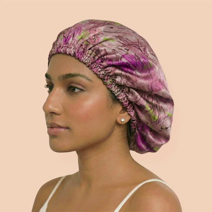 Berry Grove Abstract Print Reversible Silk Hair Bonnet