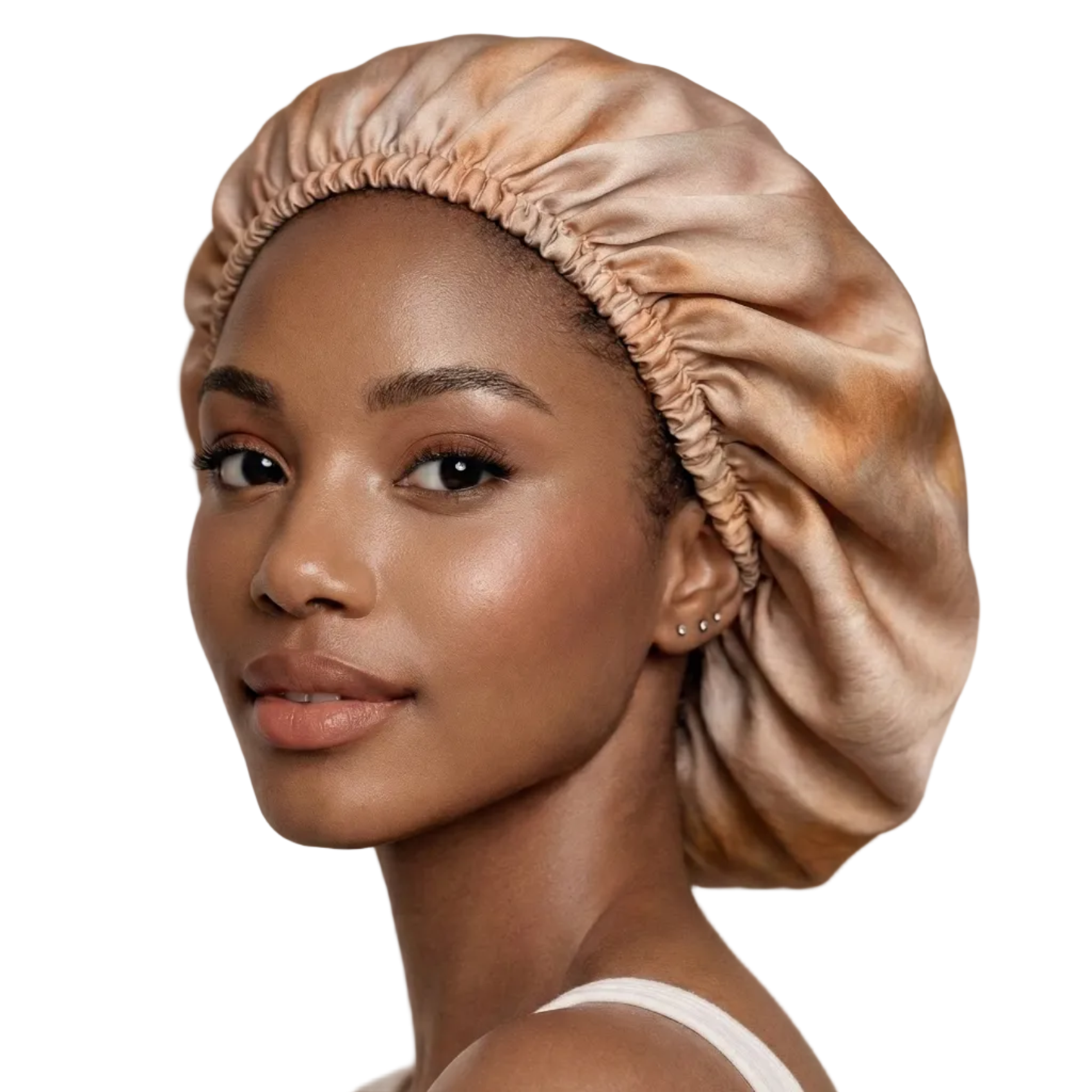 Latte Swirl Abstract Print Reversible Silk Hair Bonnet