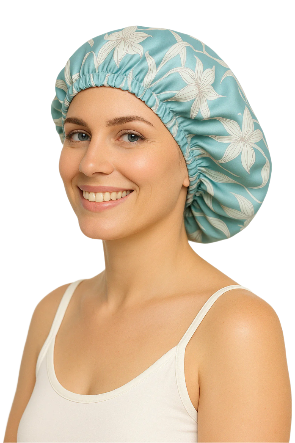 Azure Breeze Floral Reversible Silk Hair Bonnet