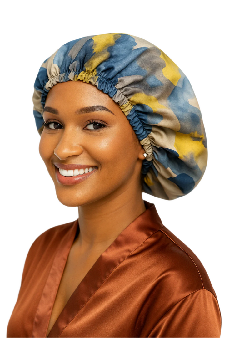 Sunset Bliss Marble Reversible Silk Hair Bonnet