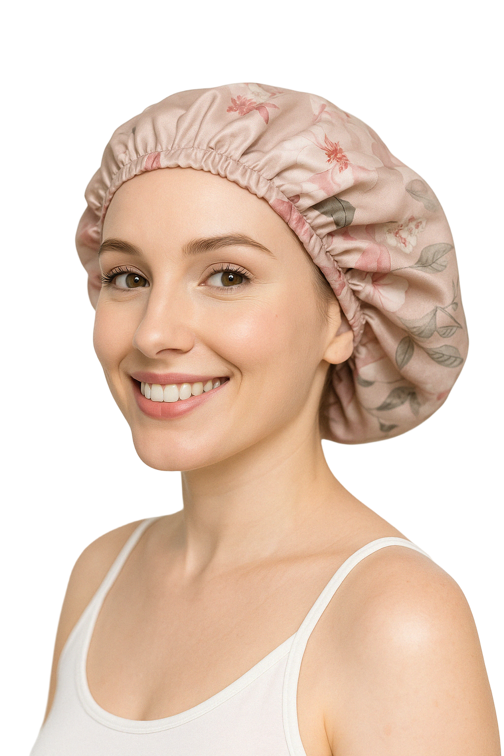 *Sample Fabric Sale* 
 Blush Royale Floral Reversible Silk+Satin Hair Bonnet