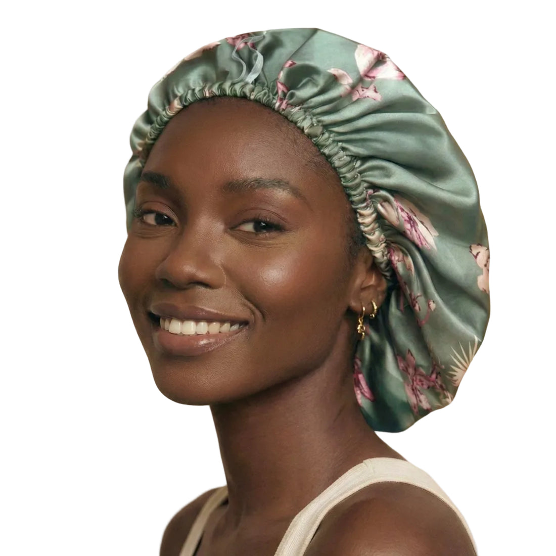 *Sample Fabric Sale* Fleur Mist  Floral Reversible Silk+Satin Hair Bonnet