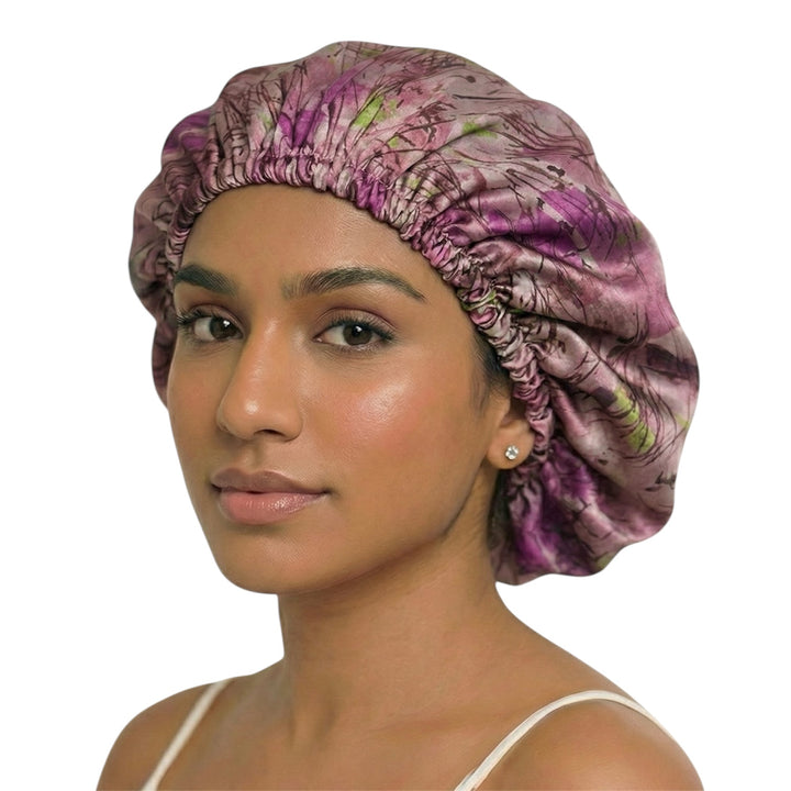 Berry Grove Abstract Print Reversible Silk Hair Bonnet
