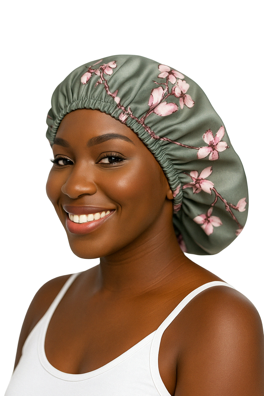*Sample Fabric Sale* Fleur Mist  Floral Reversible Silk+Satin Hair Bonnet