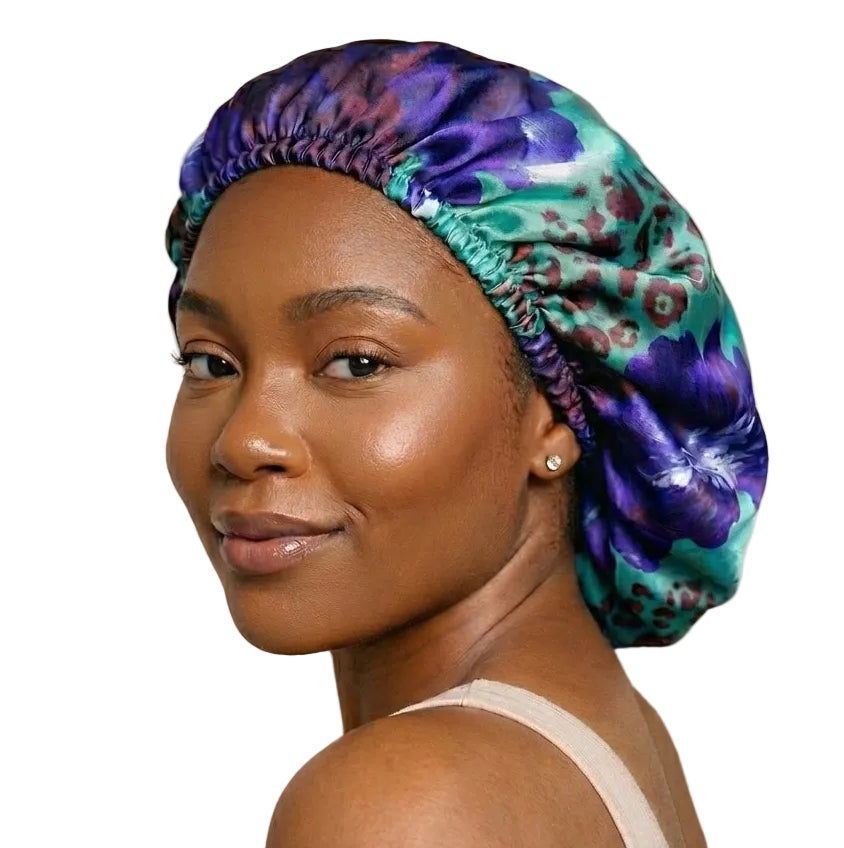 Regal Harmony Floral Reversible Silk Hair Bonnet