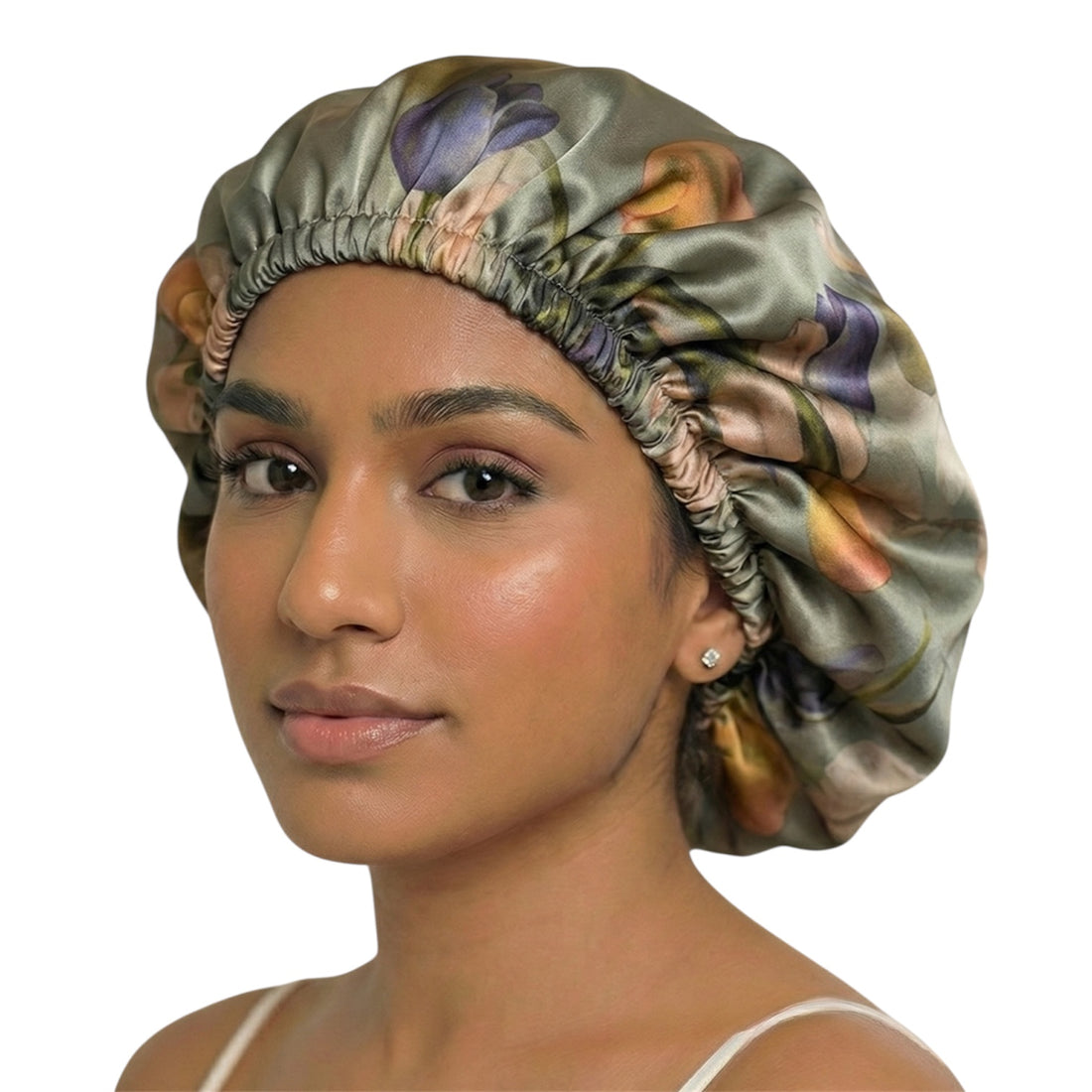 Sage Bloom Floral Reversible Silk Hair Bonnet