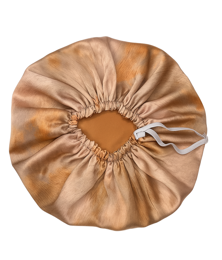 Latte Swirl Abstract Print Reversible Silk Hair Bonnet