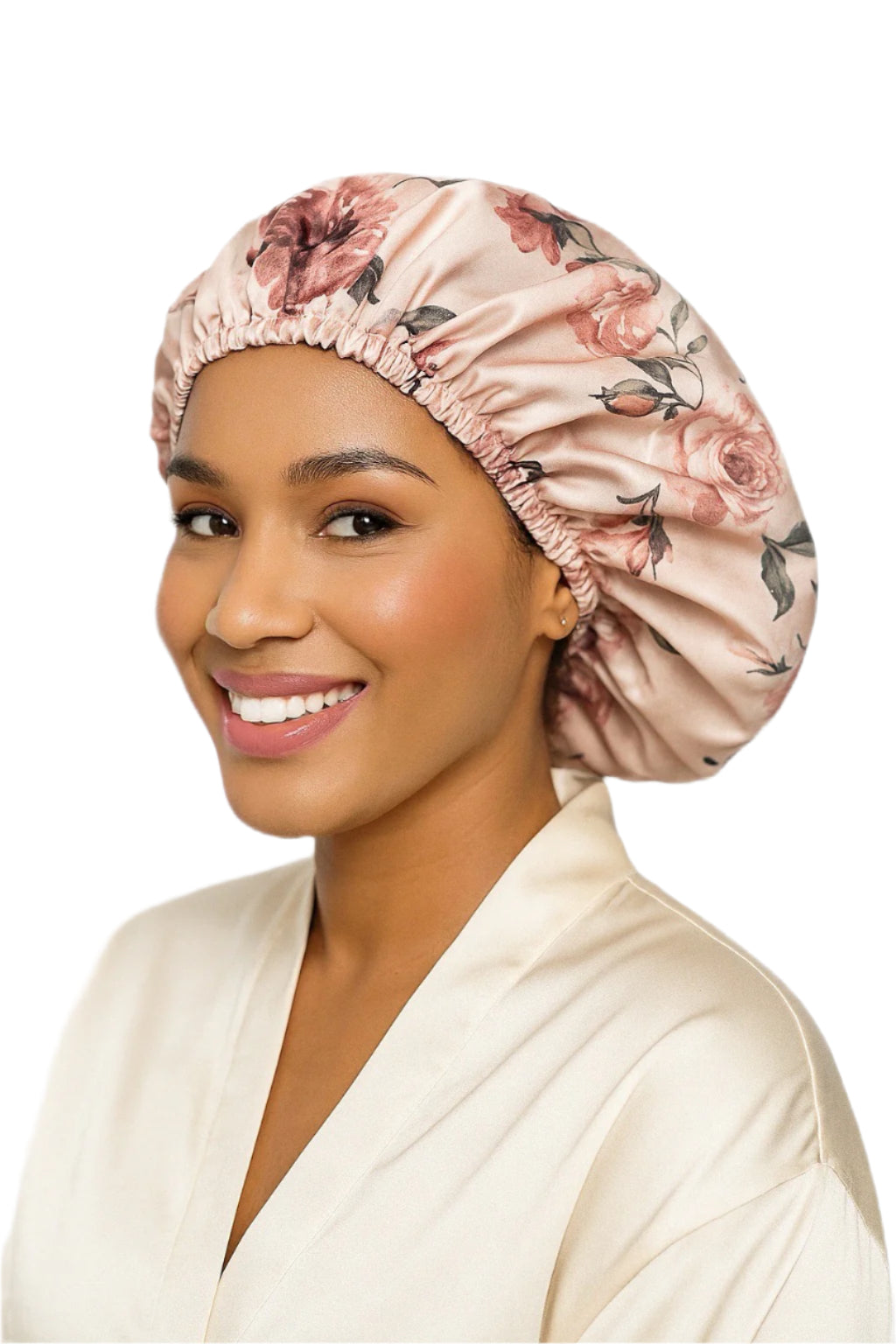 Rosé Whisper Floral Reversible Silk Hair Bonnet