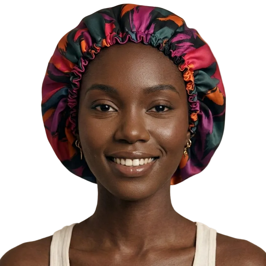 Electric Reverie Print Reversible Silk Hair Bonnet