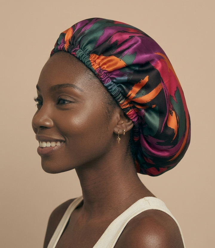 Electric Reverie Print Reversible Silk Hair Bonnet