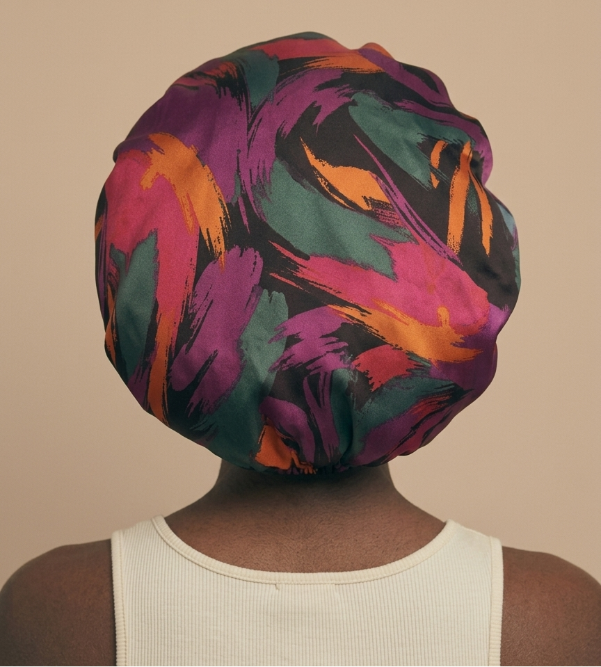 Electric Reverie Print Reversible Silk Hair Bonnet