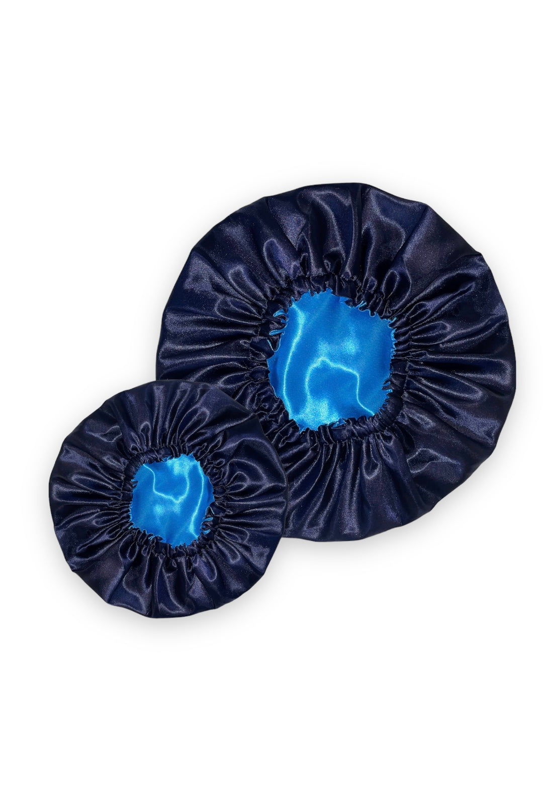 Mummy & Me Blue Reversible Satin Hair Bonnet Set