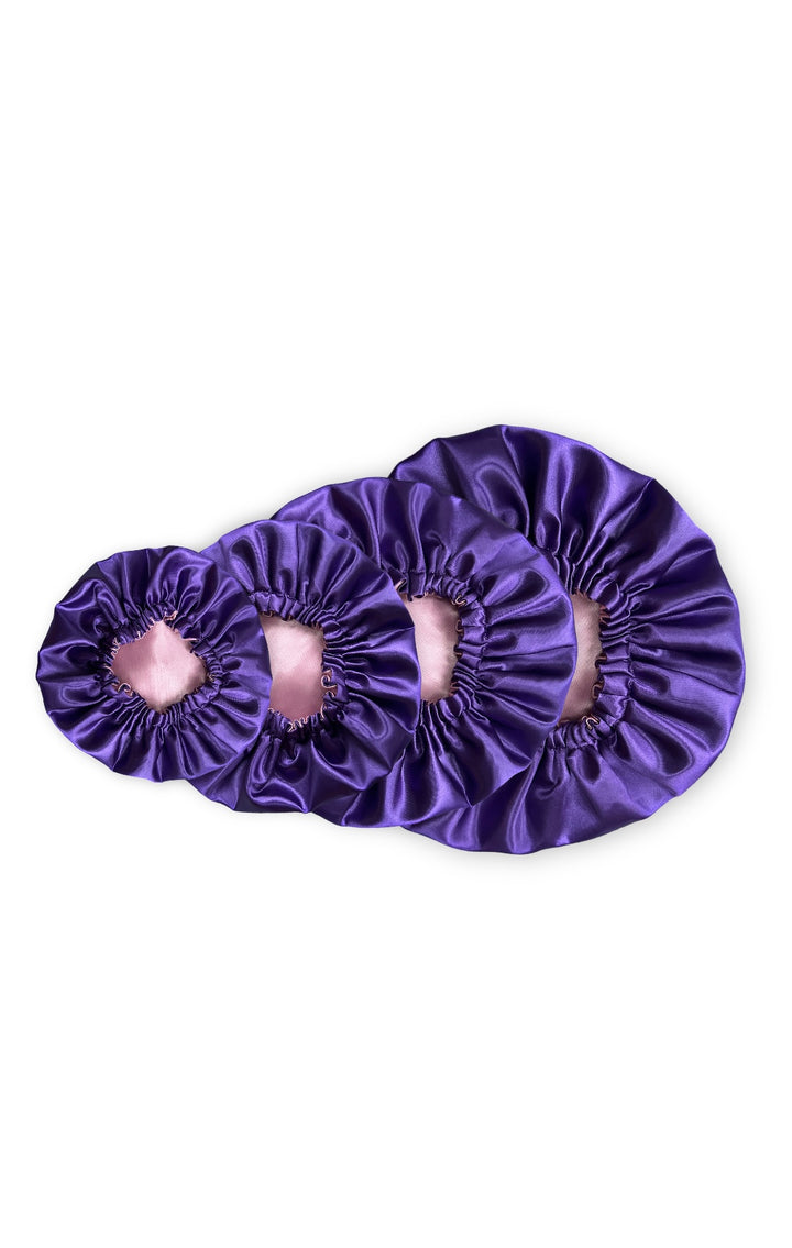 Purple Reversible Kids Satin Hair Bonnet