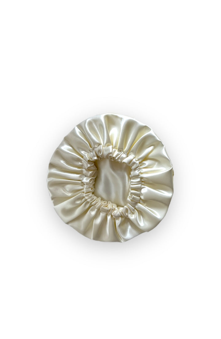 Mummy & Me Beige Reversible Satin Hair Bonnet Set