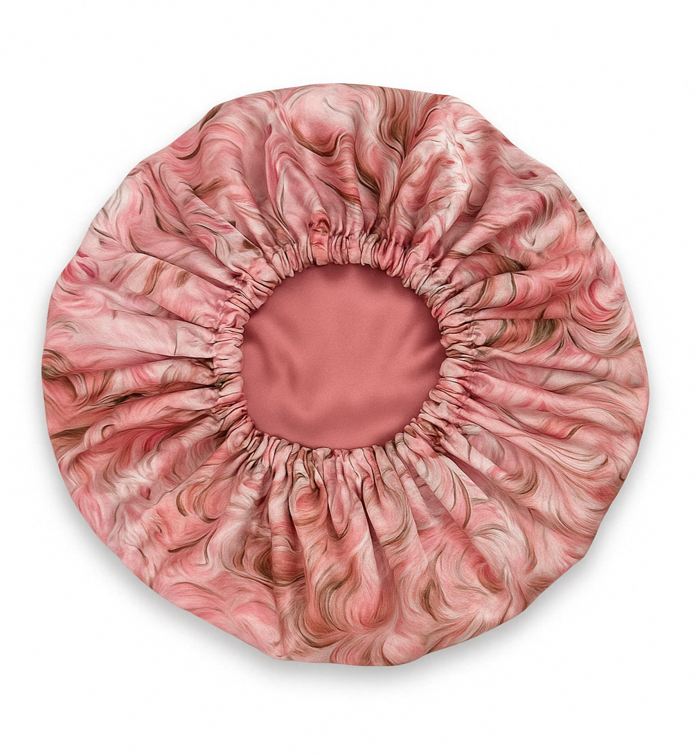Blush Serenity Marble Reversible Silk Hair Bonnet