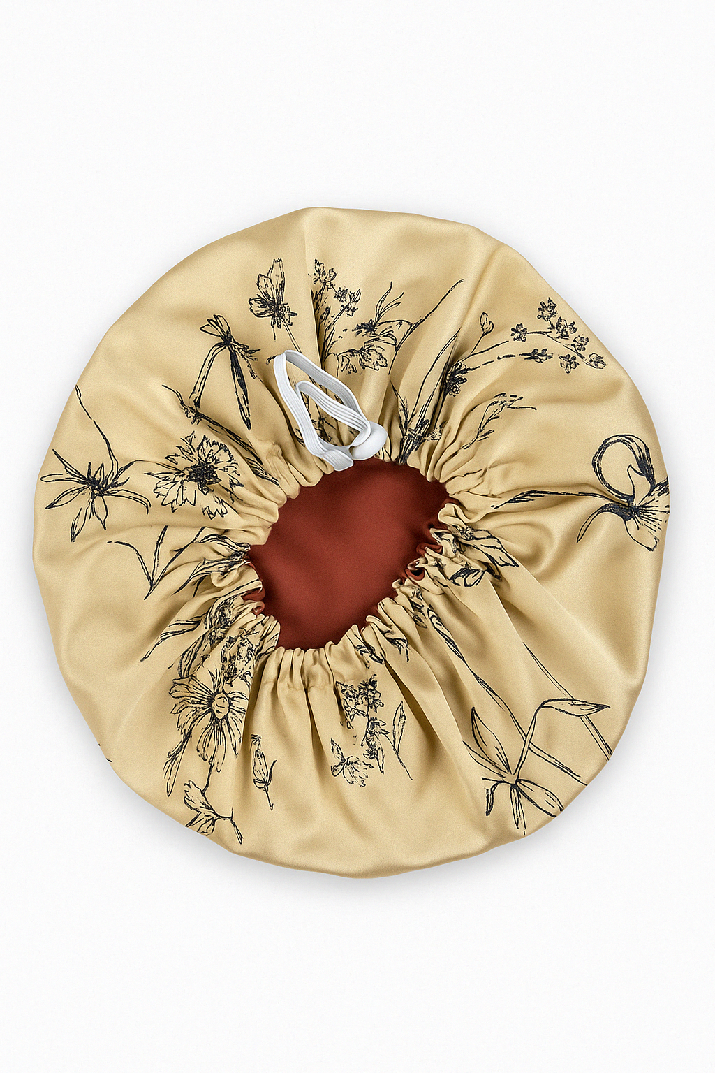 Golden Blossom Floral Reversible Silk Hair Bonnet