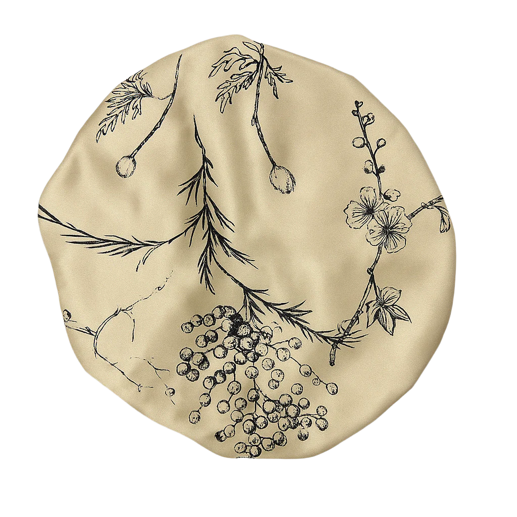 Golden Blossom Floral Reversible Silk Hair Bonnet