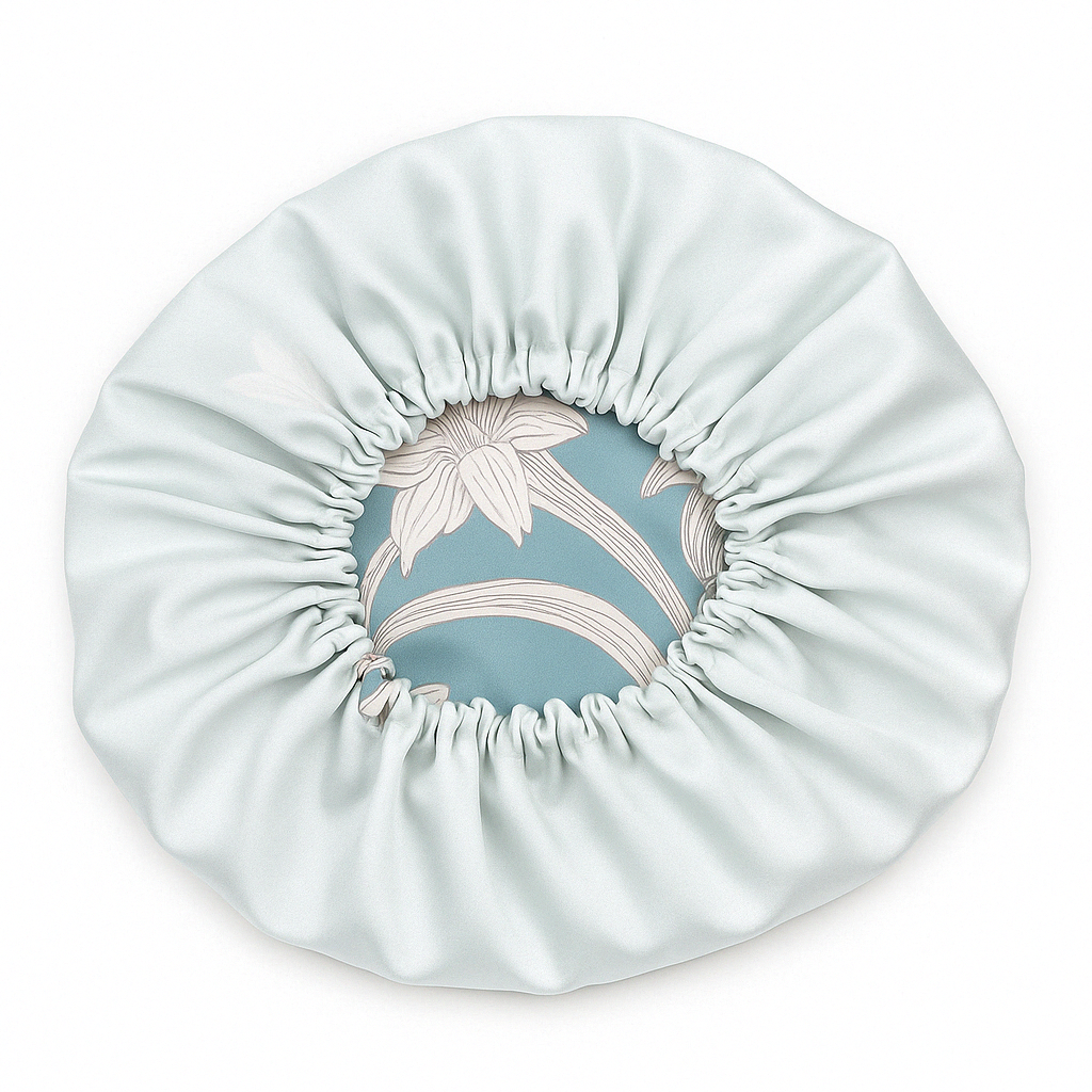 Azure Breeze Floral Reversible Silk Hair Bonnet