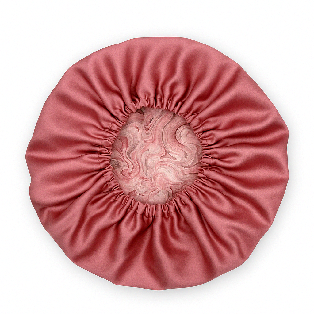 Blush Serenity Marble Reversible Silk Hair Bonnet