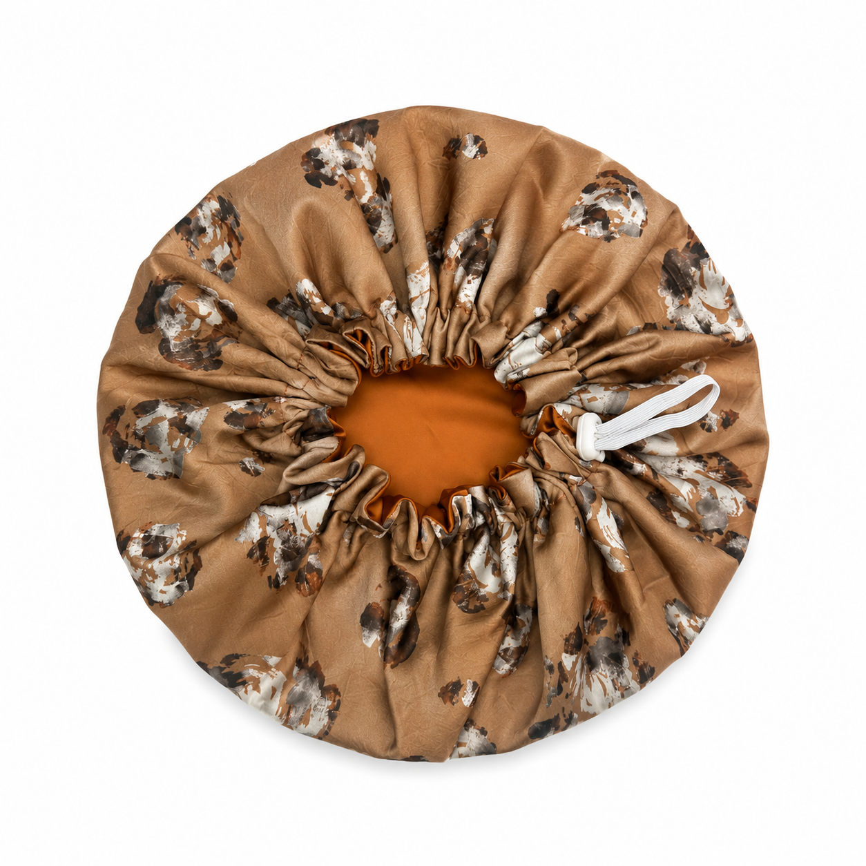 Golden Blossom Floral Reversible Silk Hair Bonnet