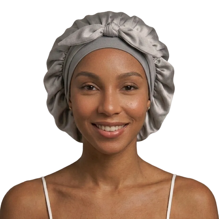 Pure Silk Double Layer Bonnet - Stretchy Tie Mulberry Bonnet for Hair Protection