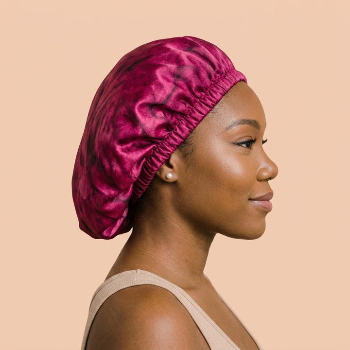 Fuchsia Fantasy Print Reversible Silk Hair Bonnet