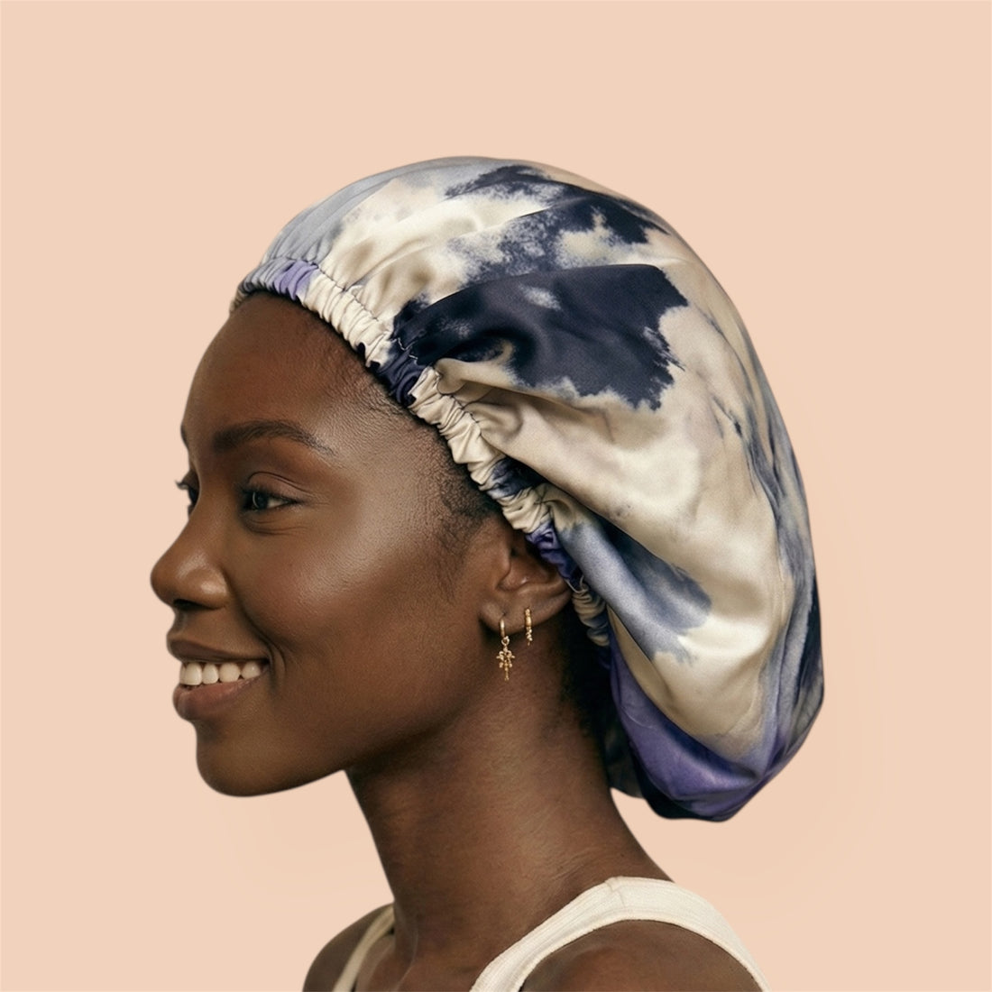 Royal Orchid Reversible Tie Dye Silk Hair Bonnet