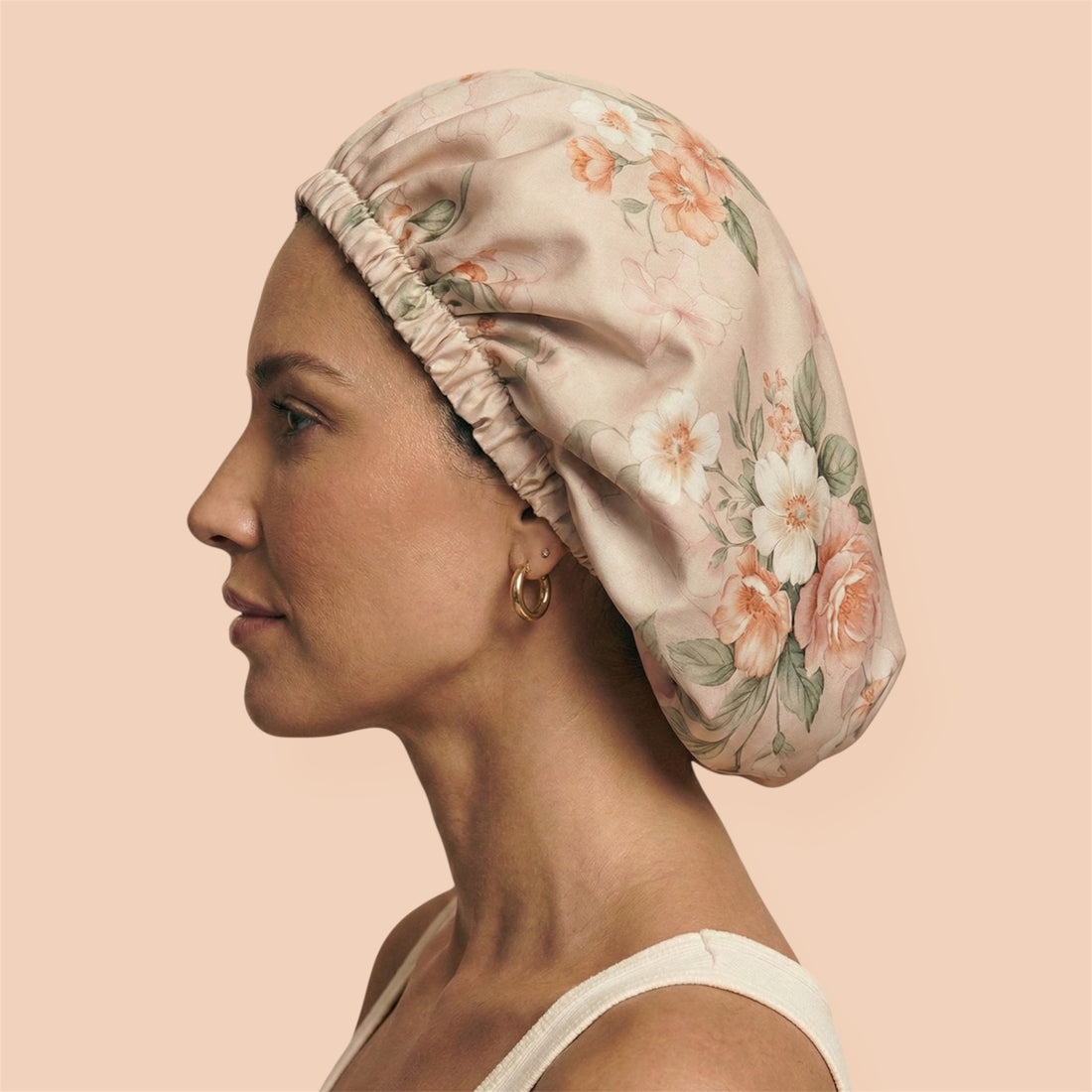 *Sample Fabric Sale* 
 Blush Royale Floral Reversible Silk+Satin Hair Bonnet