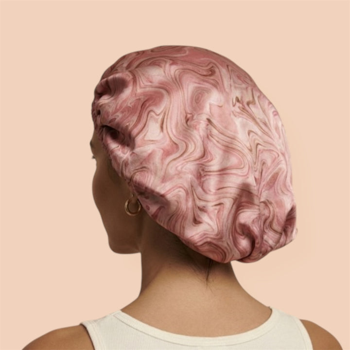 Blush Serenity Marble Reversible Silk Hair Bonnet