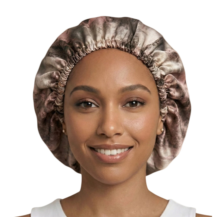 Dusky Rose Abstract Print Reversible Silk Hair Bonnet