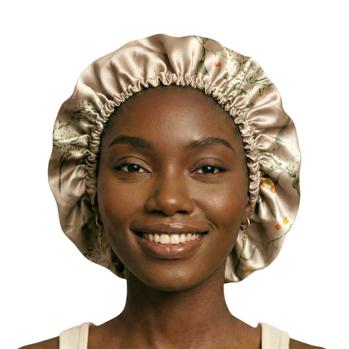 *Sample Fabric Sale* Aurabelle Reversible Silk + Satin Floral Hair Bonnet