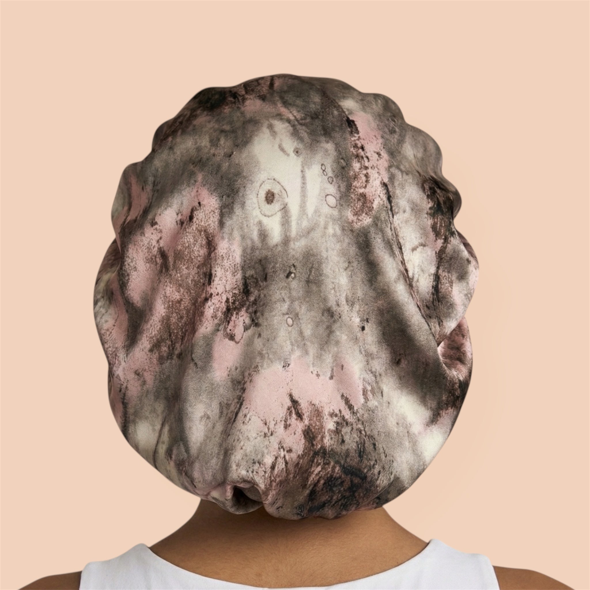 Dusky Rose Abstract Print Reversible Silk Hair Bonnet