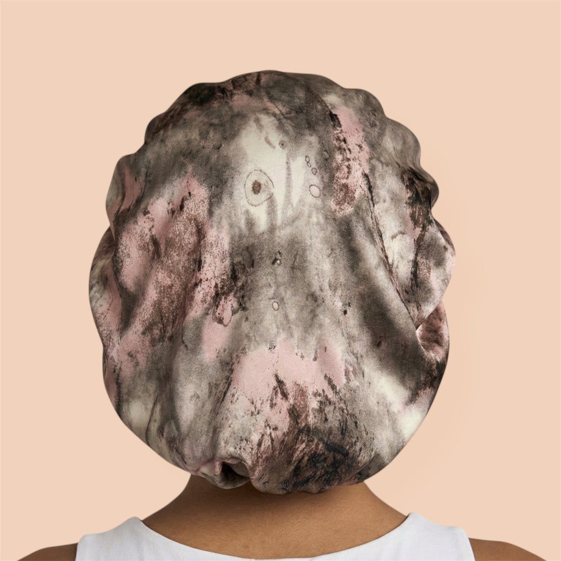 Dusky Rose Abstract Print Reversible Silk Hair Bonnet