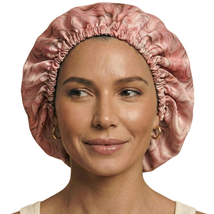 Blush Serenity Marble Reversible Silk Hair Bonnet