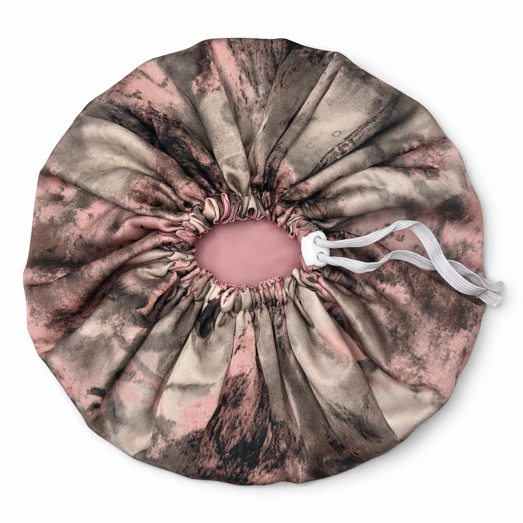 Dusky Rose Abstract Print Reversible Silk Hair Bonnet