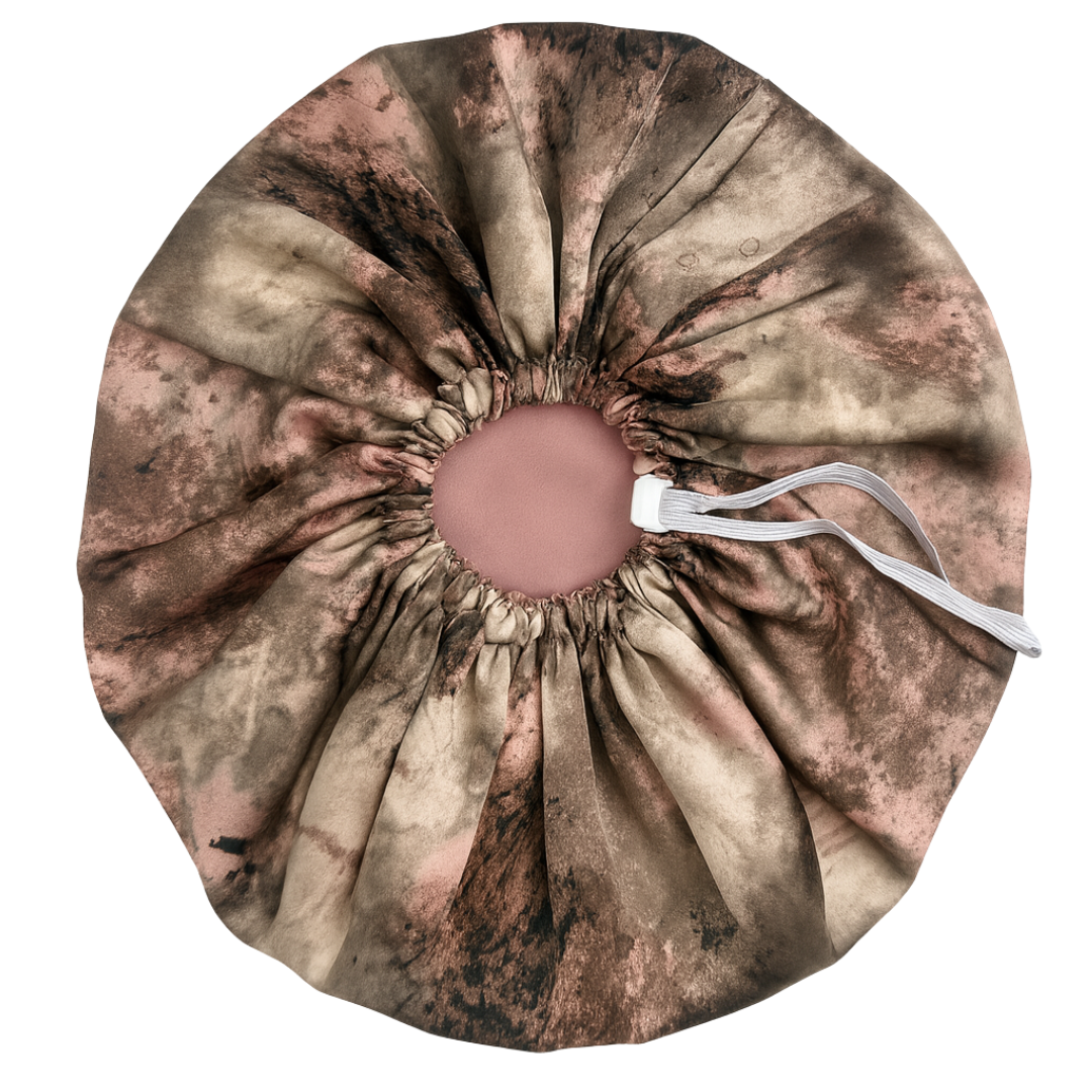 Dusky Rose Abstract Print Reversible Silk Hair Bonnet