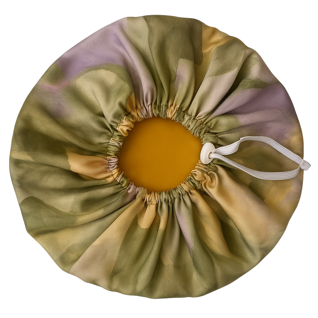 Golden Sage Watercolor Print Reversible Silk Hair Bonnet