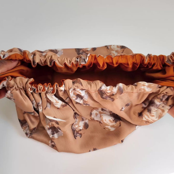Golden Blossom Floral Reversible Silk Hair Bonnet