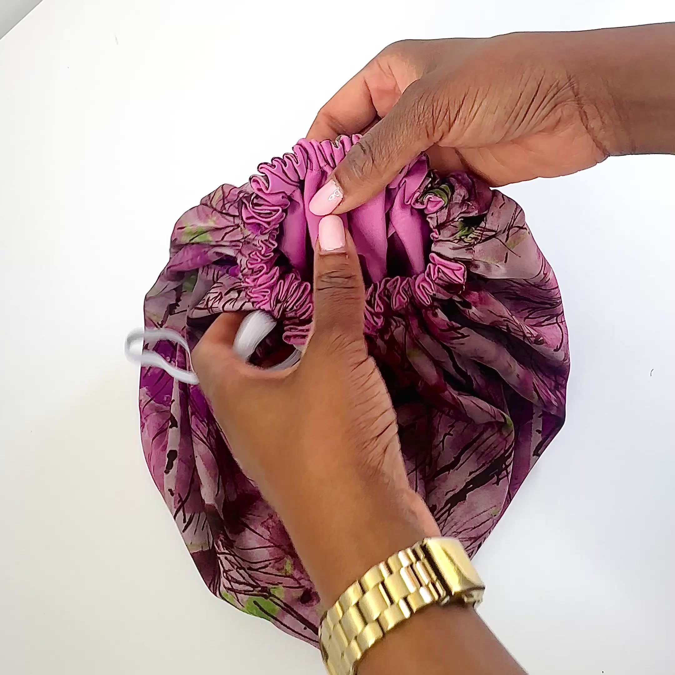 Berry Grove Abstract Print Reversible Silk Hair Bonnet